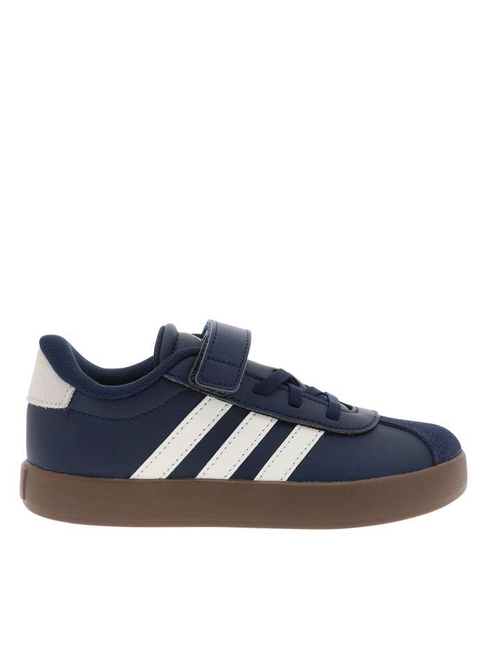 Tennis en cuir bleu marine à talon plat munies d'une bande auto-agrippante