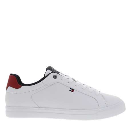 Tennis Lightweight Pinperf en cuir blanc ornée du logo avec des lacets plats