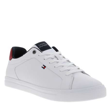 Tennis Lightweight Pinperf en cuir blanc ornée du logo avec des lacets plats - Image 2
