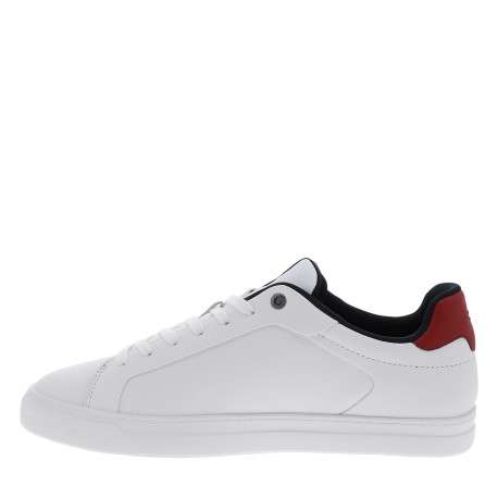 Tennis Lightweight Pinperf en cuir blanc ornée du logo avec des lacets plats - Image 3