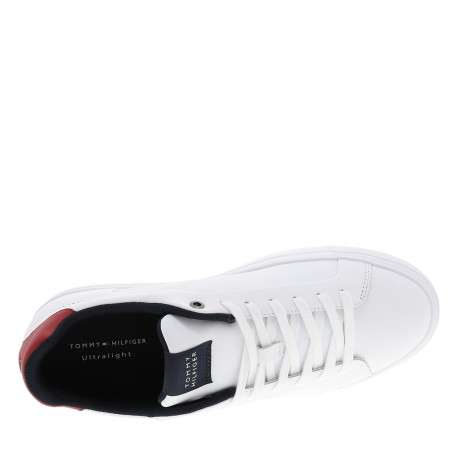 Tennis Lightweight Pinperf en cuir blanc ornée du logo avec des lacets plats - Image 5