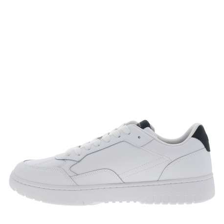 Tennis Th Basket en cuir blanc à talon plat avec le logo en strip - Image 3