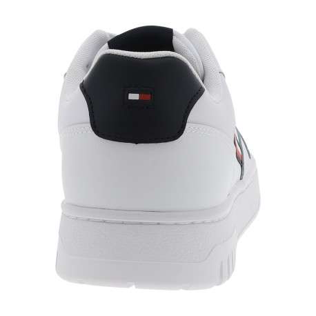 Tennis Th Basket en cuir blanc à talon plat avec le logo en strip - Image 4