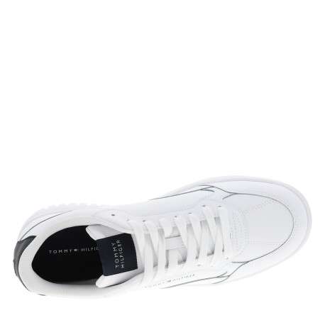Tennis Th Basket en cuir blanc à talon plat avec le logo en strip - Image 5