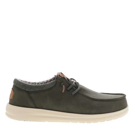 Sneakers Paul Classic olive à talon plat ornées du logo sur le contrefort