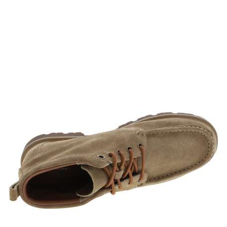 Bottines Cleyhill Hi en cuir taupe à talon décroché bas pourvues de lacets - Image 5