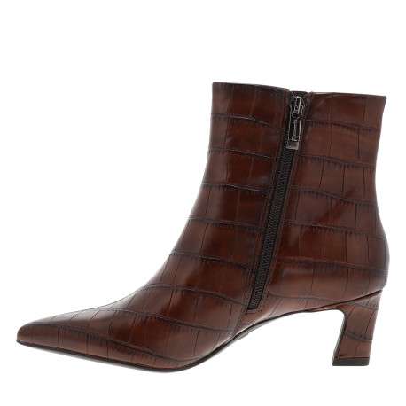 Boots marron à talon décroché bas avec un revêtement à motifs effet crocodile - Image 3