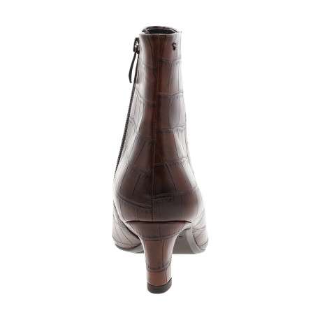 Boots marron à talon décroché bas avec un revêtement à motifs effet crocodile - Image 4