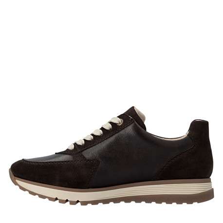 Baskets running en cuir brunes à talon plat avec lacets et zip latéral - Image 3