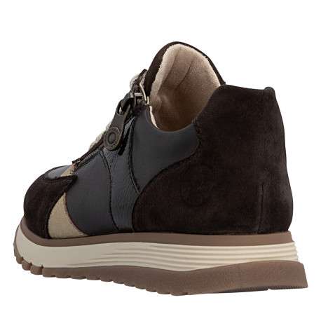 Baskets running en cuir brunes à talon plat avec lacets et zip latéral - Image 4