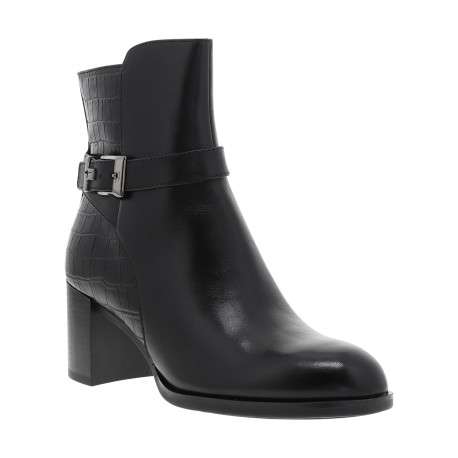 Boots en cuir noires avec un talon décroché haut et une fermeture à zip - Image 2