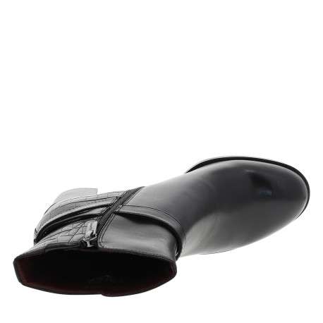 Boots en cuir noires avec un talon décroché haut et une fermeture à zip - Image 5