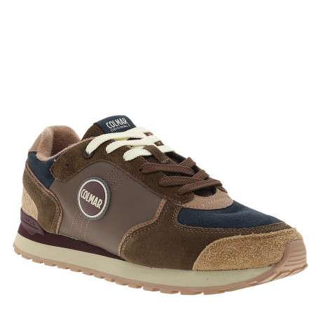 Baskets de running Travis Block en cuir brun à fermeture par lacets - Image 2