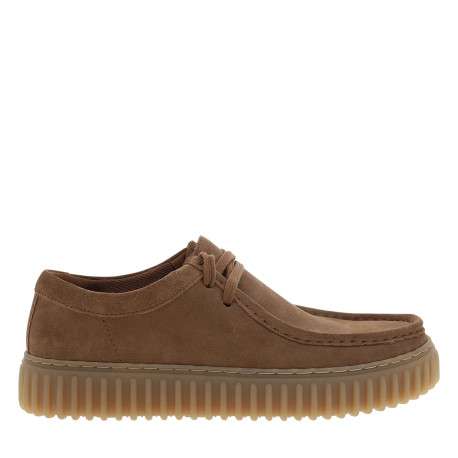 Boots Torhill Lo en cuir camel à talon plateau pourvues de lacets plats