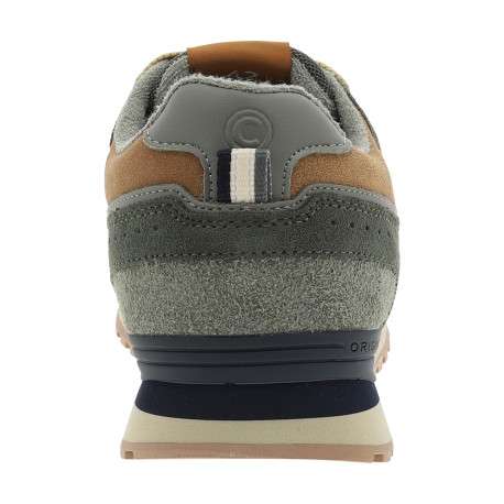 Baskets de running Travis Block en cuir kaki à empiècements bi-matières - Image 4