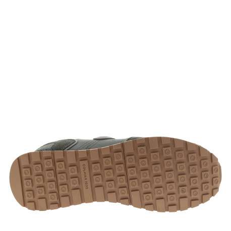 Baskets de running Travis Block en cuir kaki à empiècements bi-matières - Image 6