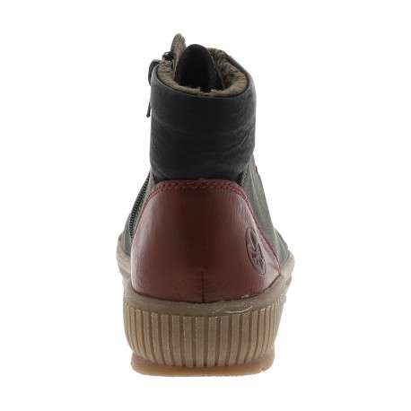 Bottines kaki à talon plat et à lacets et zip latéral avec oeillets colorés - Image 4