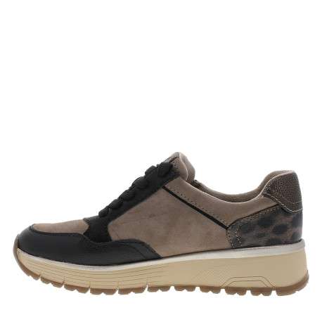 Baskets running taupe à talon compensé bas, dotées de lacets et d'un zip latéral - Image 3