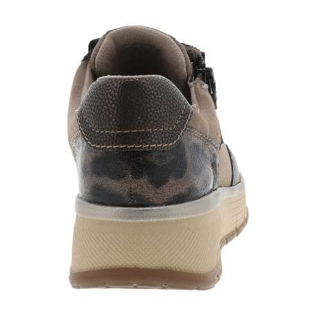 Baskets running taupe à talon compensé bas, dotées de lacets et d'un zip latéral - Image 4