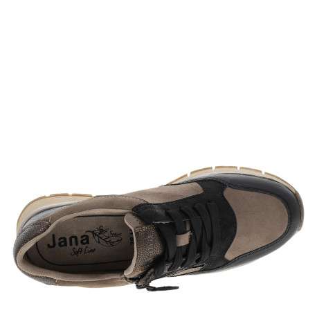 Baskets running taupe à talon compensé bas, dotées de lacets et d'un zip latéral - Image 5