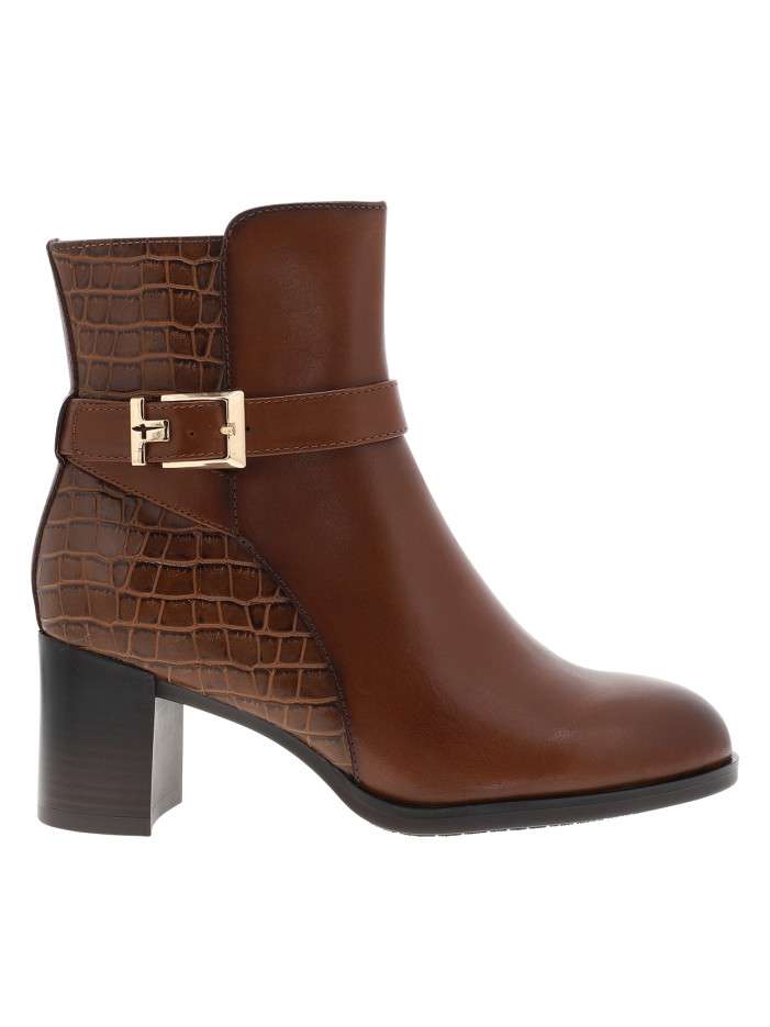 Boots en cuir cognac à...