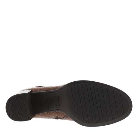 Boots en cuir cognac à talon décroché haut munies d'une boucle dorée - Image 6