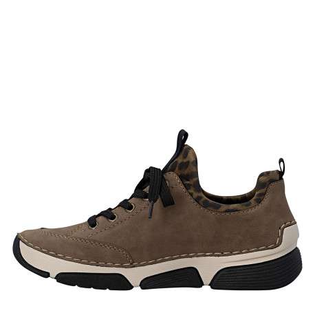 Sneakers brunes à talon compensé bas pourvues d'une fermeture à lacets - Image 3