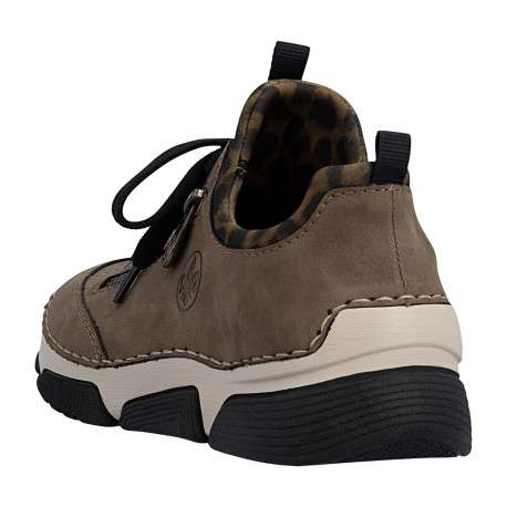 Sneakers brunes à talon compensé bas pourvues d'une fermeture à lacets - Image 4
