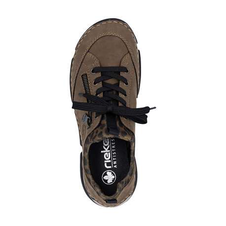Sneakers brunes à talon compensé bas pourvues d'une fermeture à lacets - Image 5