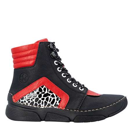 Bottines noires à talon compensé bas pourvues d'une fermeture zippée