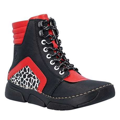 Bottines noires à talon compensé bas pourvues d'une fermeture zippée - Image 2