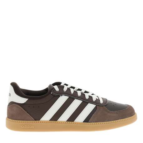 Tennis Breaknet Sleek en cuir grainé marron à talon plat avec des lacets