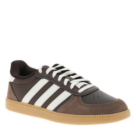 Tennis Breaknet Sleek en cuir grainé marron à talon plat avec des lacets - Image 2