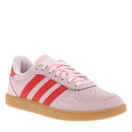 Tennis Breaknet Sleek en cuir rose clair à talon plat et bandes rouges - Image 2