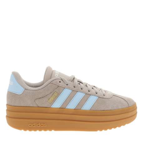 Tennis Vl Court Bold en cuir taupe à talon plateau avec des lacets plats