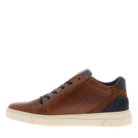 Tennis en cuir cognac à talon plat avec des lacets et un zip latéral - Image 3