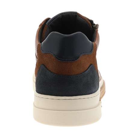 Tennis en cuir cognac à talon plat avec des lacets et un zip latéral - Image 4