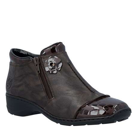 Bottines en cuir marron pourvues d'un talon à décroché bas et d'un zip - Image 2