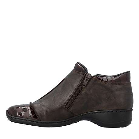 Bottines en cuir marron pourvues d'un talon à décroché bas et d'un zip - Image 3