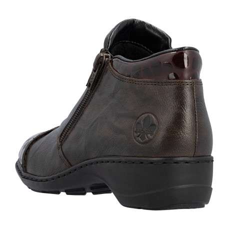 Bottines en cuir marron pourvues d'un talon à décroché bas et d'un zip - Image 4