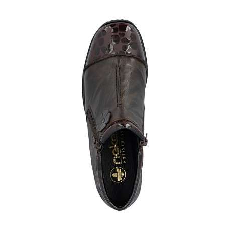 Bottines en cuir marron pourvues d'un talon à décroché bas et d'un zip - Image 5