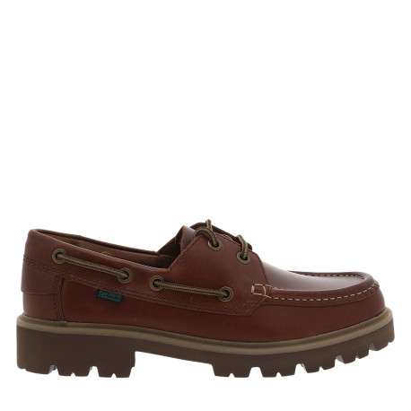 Mocassins bateau Cleyhill Boat en cuir chocolat à talon décroché bas