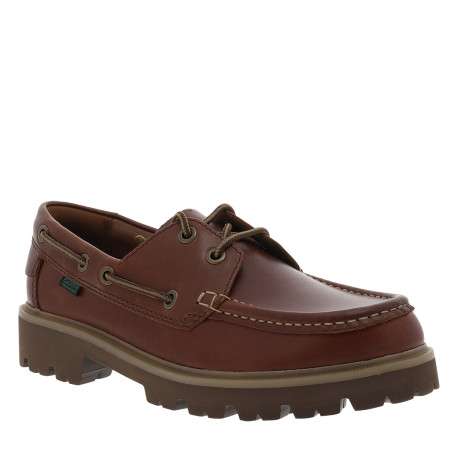 Mocassins bateau Cleyhill Boat en cuir chocolat à talon décroché bas - Image 2