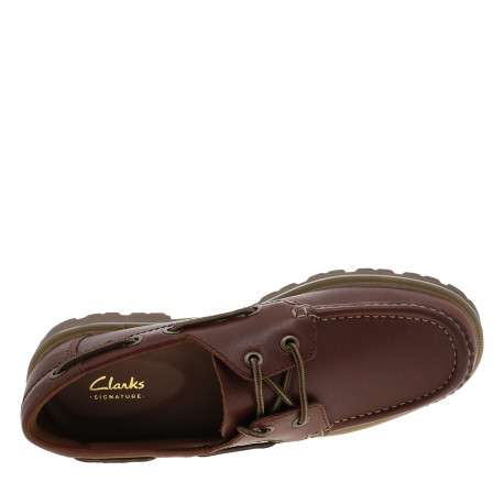 Mocassins bateau Cleyhill Boat en cuir chocolat à talon décroché bas - Image 5