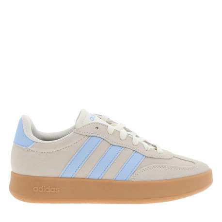 Tennis Barreda en cuir beige à talon plat munies de lacets plats