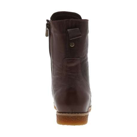 Bottines en cuir chocolat à talon décroché bas munies de lacets et d'un zip - Image 4
