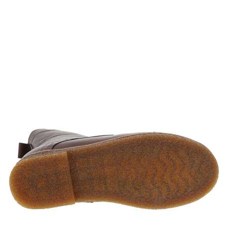 Bottines en cuir chocolat à talon décroché bas munies de lacets et d'un zip - Image 6