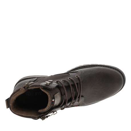 Boots marron à talon plat pourvues d'une fermeture zippée sur le côté - Image 5