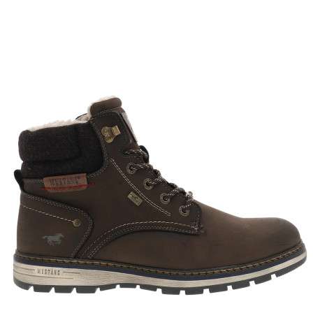 Bottines marron à talon plat pourvues de lacets et d'un zip latéral