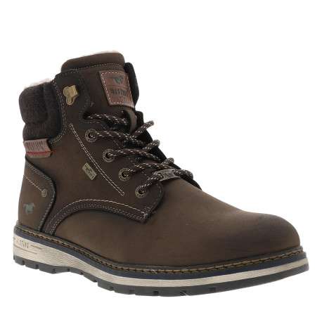 Bottines marron à talon plat pourvues de lacets et d'un zip latéral - Image 2